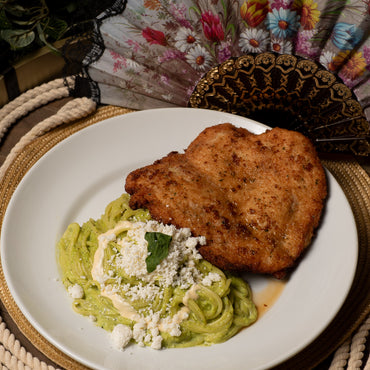 Milanesa con Spagetthi Verde